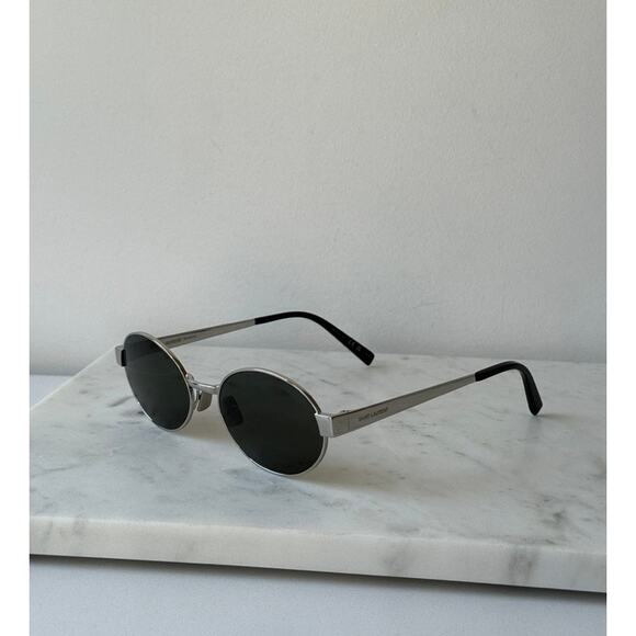 NEW Saint Laurent SL692 Oval Metal Sunglasses in Gold Green - Picture 1 of 6